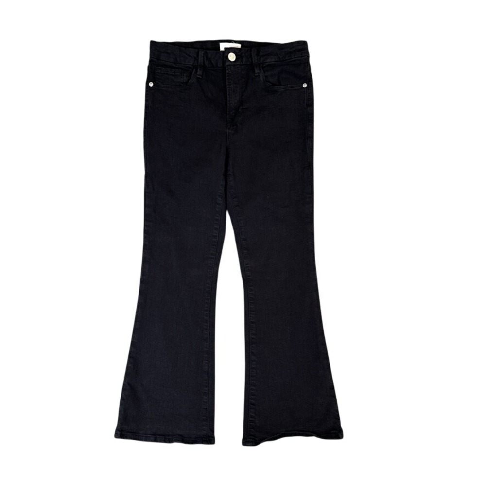 Frame Le Crop Mini Boot Jeans Black High Rise Stretch Denim Size 28